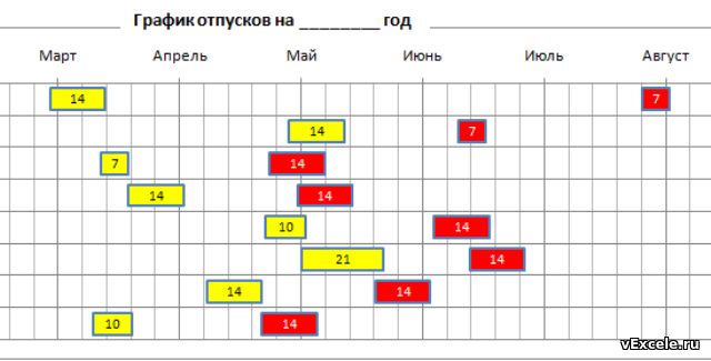 График отпусков образец заполнения эксель